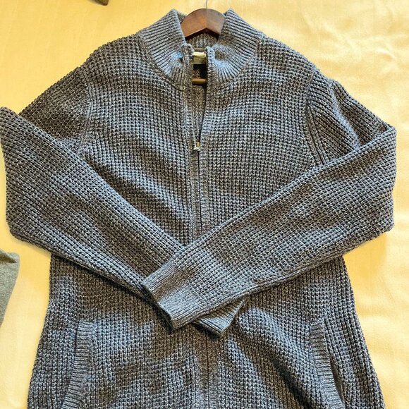 Men's Organic Cotton Waffle Sweater, Full Zip | Large Tall - Picture 4 of 8